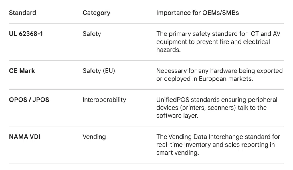 Table 3: Hardware Reliability & Integration Standards